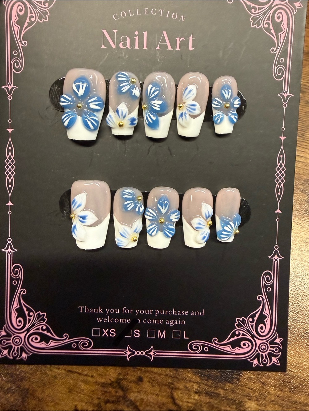 Blue Blossom 3D Press-On Nails in Small 🌸